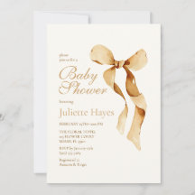 Goldene Wasserfarbe-Schleife Elegante Babyparty