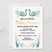 Goldene Wasserfarbe Schwanendusche Einladung (Vorderseite)