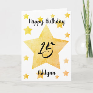 Goldene Wasserfarbe Sterne 15. Geburtstag Karte