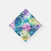 Goldene Wasserfarbe Tropische Blätter Paradies Serviette (Ecke)