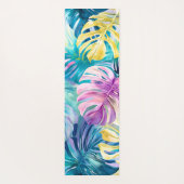 Goldene Wasserfarbe Tropische Blätter Paradies Yogamatte (Rückseite)