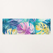 Goldene Wasserfarbe Tropische Blätter Paradies Yogamatte (Vorderseite (Horizontal))