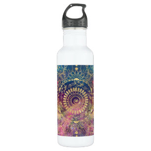 Goldene Wasserfarbe und Nebula Mandala Edelstahlflasche