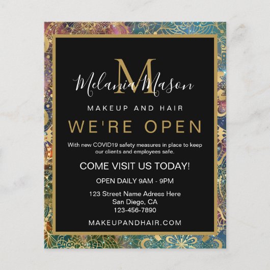 Goldene Wasserfarbe und Nebula Mandala Flyer (Vorne)