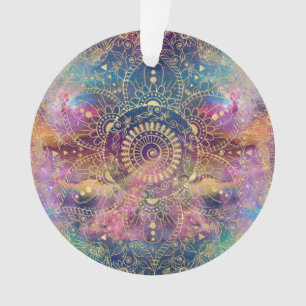Goldene Wasserfarbe und Nebula Mandala Ornament