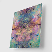 Goldene Wasserfarbe und Nebula Mandala Quadratische Wanduhr (Winkel)