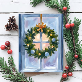 Goldene Wasserfarben-Festkranz-Weihnachtskarte Feiertagskarte