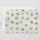 Goldene Wasserfarben-Libellen-Babydusche Einladung (Rückseite)