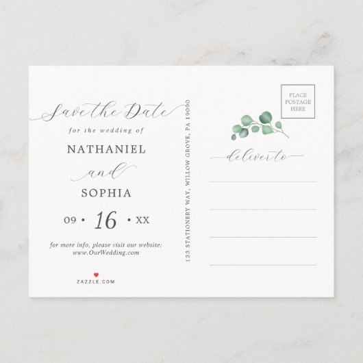 Goldene Wasserfarben Save the Date Postkarte (Rückseite)