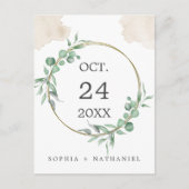 Goldene Wasserfarben Save the Date Postkarte (Vorderseite)