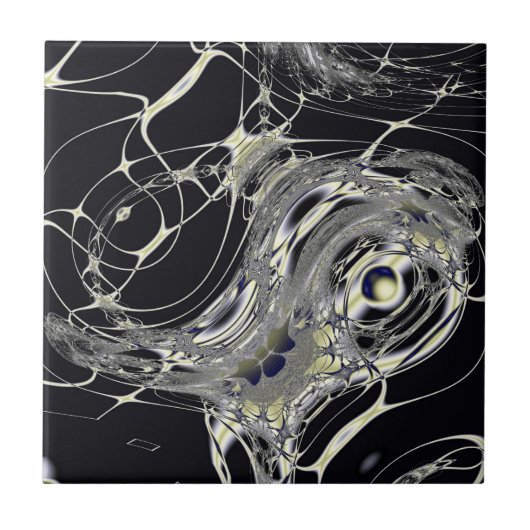 Goldene Web-Abstrakte Fraktal-Kunst Fliese (Vorderseite)