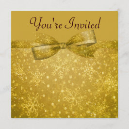 Goldene Wedding Glitz-u. Schimmer-Schneeflocken Einladung