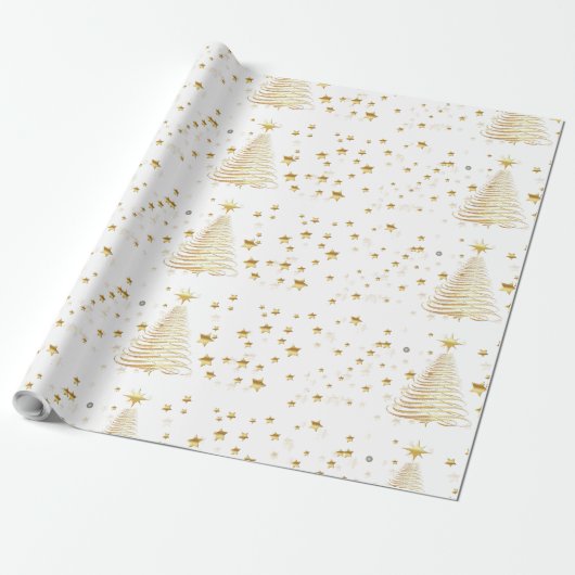 Goldene Weihnachten Geschenkpapier (Ungerollt)