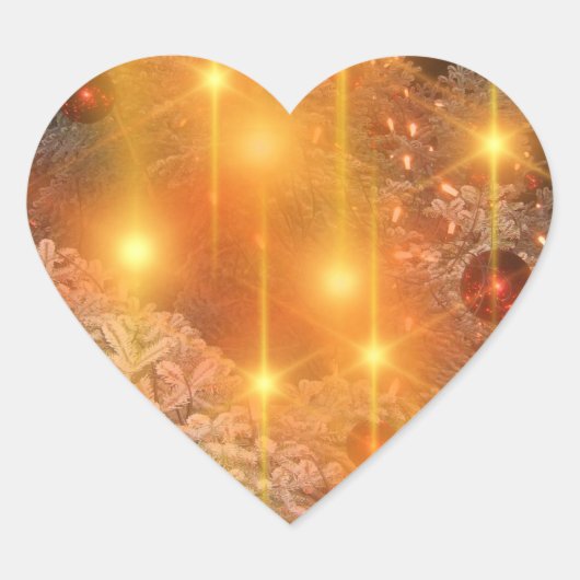 Goldene Weihnachten Herz-Aufkleber (Vorderseite)