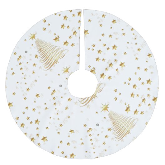 Goldene Weihnachten Polyester Weihnachtsbaumdecke (Vorderseite)