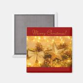 "Goldene Weihnachten" Square Magnet (Vorderseite/Rückseite)
