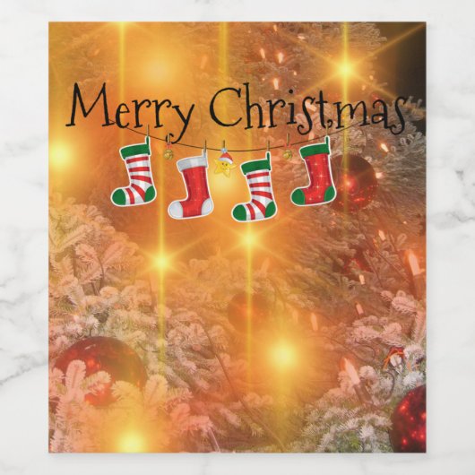 Goldene Weihnachten Weinetikett (Einzelnes Label)