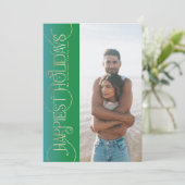 goldene Weihnachten Wirbel Grün Foto GLÜCKLICH (Stehend Vorderseite)