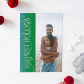 goldene Weihnachten Wirbel Grün Foto GLÜCKLICH