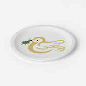 Goldene weihnachtliche Taube mit Heiligen Pappteller (Schrägansicht)