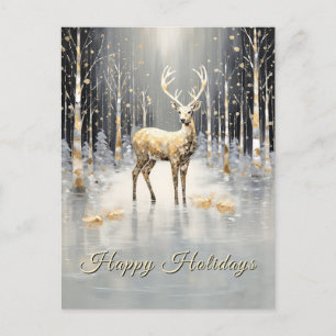 Goldene Weihnachts-Rentiere-Festtage Postkarte