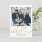Goldene Weihnachts-Script-Foto-Weihnachtskarte Feiertagskarte (Stehend Vorderseite)