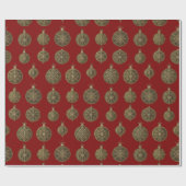 Goldene Weihnachtsbälle Geschenkpapier (Flach)