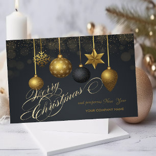 Goldene Weihnachtsbälle, Schneeflocke Dark Company Feiertagskarte