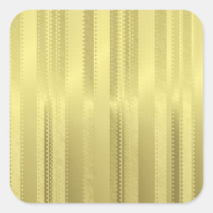 Goldene Weihnachtsband-Streifen auf Folien-Papier Quadratischer Aufkleber