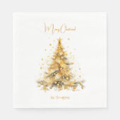 Goldene Weihnachtsbaum frohe Weihnachten Serviette (Vorderseite)
