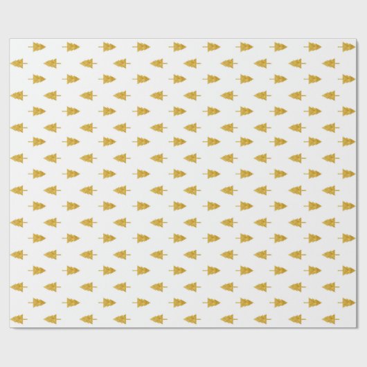 Goldene Weihnachtsbäume im weißen Hintergrund Geschenkpapier (Flach)
