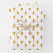 Goldene Weihnachtsbäume im weißen Hintergrund Geschenkpapier Set (Beispiel)