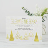 Goldene Weihnachtsbäume - Weihnachtsfeier - Party  Einladung (Stehend Vorderseite)