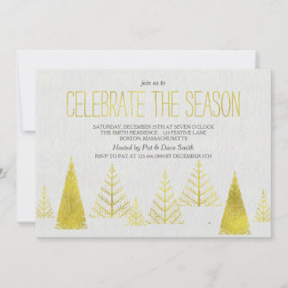Goldene Weihnachtsbäume - Weihnachtsfeier - Party  Einladung