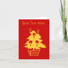 goldene Weihnachtsbaumgrafie Rot Feiertagskarte