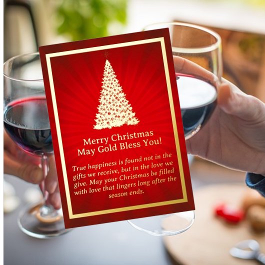Goldene Weihnachtsbaumkarte Folien Feiertagskarte