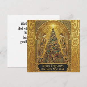 Goldene Weihnachtsbaumkarte mit Engeln – Elegant H Feiertagskarte