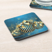 Goldene Weihnachtsbaumküste Getränkeuntersetzer (Linke Seite)