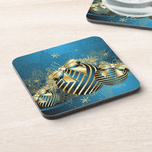 Goldene Weihnachtsbaumküste Getränkeuntersetzer (Linke Seite)