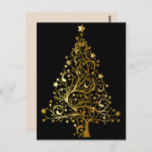 Goldene Weihnachtsbaumpostkarte Postkarte (Vorne/Hinten)