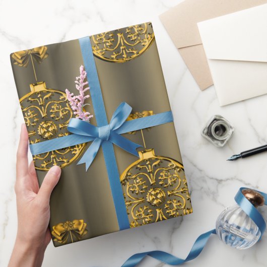 Goldene Weihnachtsbaumsteine Geschenkpapier