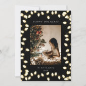 Goldene Weihnachtsbeleuchtung Ein Foto Feiertagskarte (Vorderseite)