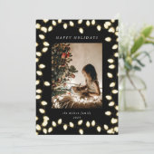 Goldene Weihnachtsbeleuchtung Ein Foto Feiertagskarte (Stehend Vorderseite)