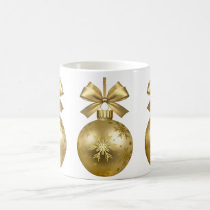Goldene Weihnachtsdekoration Weißer Kaffee Tasse