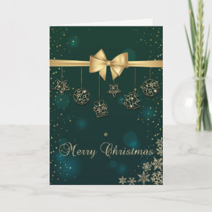 Goldene Weihnachtsdekorationen, Schleife  Feiertagskarte