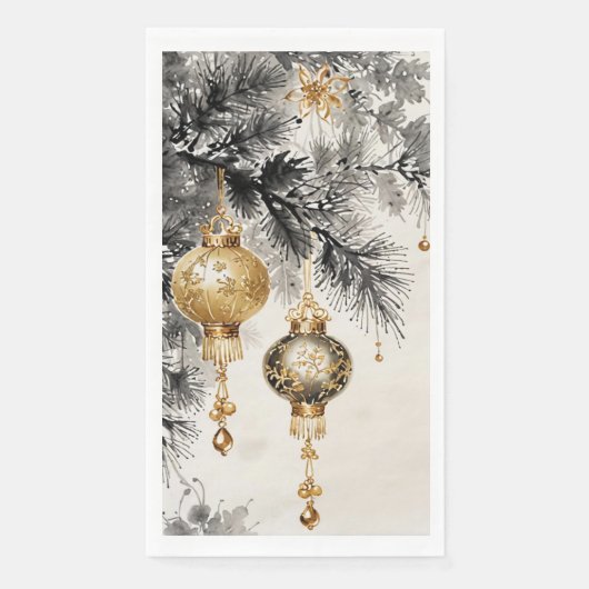 Goldene Weihnachtsdesign-Tuschemalerei Serviette (Vorderseite)