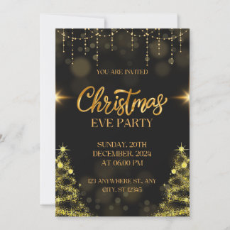 Goldene Weihnachtsfeier-Einladung | Luxuriöser Fei
