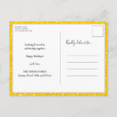 Goldene Weihnachtsfeier Glitzer Einladungspostkarte (Rückseite)