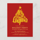 Goldene Weihnachtsfeier Glitzer Einladungspostkarte (Vorderseite)