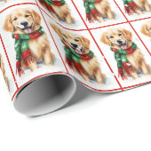 Goldene Weihnachtsfeier im Schneeflocken Geschenkpapier (Rolleneckpunkt)